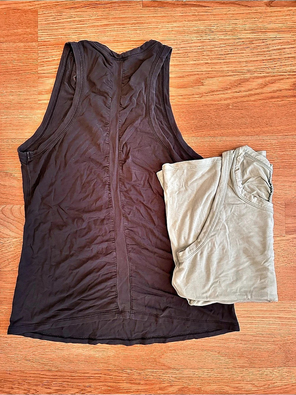 Ruched Racerback Tank Top Black & light Blie